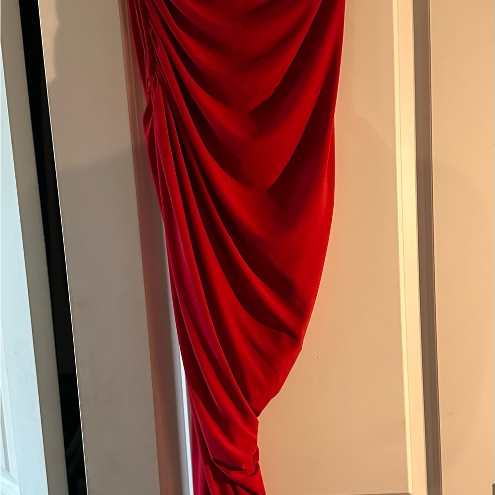 Elegant Red Draped Dress
